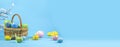 Easter background. Easter eggs. Happy Easter card. Multicolored Easter eggs. Easter. Banner. Royalty Free Stock Photo