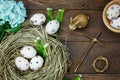 Easter background.Happy easter eggs pained also rabbin Royalty Free Stock Photo