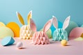 Easter background with decorations made of paper, origami