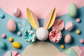 Easter background with decorations made of paper, origami