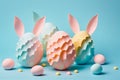 Easter background with decorations made of paper, origami