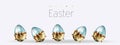 Easter background with place for text. Banner or poster for Easter. Blue. Golden eggs. Spring Break. Promotions and sales. Website