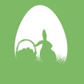 Silhouette of the easter bunny with a basket. Easter illustration