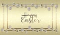 Easter background with realistic golden decorated eggs. Greeting card design. Royalty Free Stock Photo