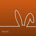 Easter background with silhouette line rabbit