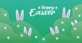 vector easter postcard, happy easter banner green background with eggs and rabbit illustration Royalty Free Stock Photo