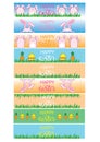 Easter banner with banny, eggs and carrots. Vector packaging design for eggs
