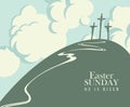 Easter banner with Calvary and three crucifixions Royalty Free Stock Photo