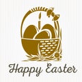 Easter banner design. Basket with Easter eggs