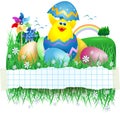 Easter banner with funny chick