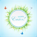 Easter banner with grass and butterflies