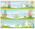 Easter Banners cute bunnies.