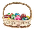 Easter basket with colorful eggs