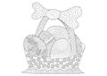 Easter Basket with Egg in Coloring Page