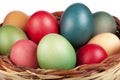 Easter Basket Filled Colored Eggs Closeup Royalty Free Stock Photo