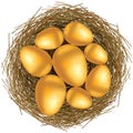 Easter basket with golden eggs Royalty Free Stock Photo