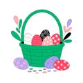 Easter Basket Vector Greeting Card Royalty Free Stock Photo
