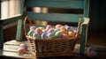 Easter Basket on Vintage Bench