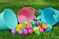 Easter Baskets With Colourful Candy Royalty Free Stock Photo