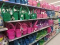 Easter Baskets Green Pink Blue Walmart Seasonal Display Spring Royalty Free Stock Photo