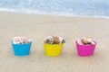 Easter baskets with seashells