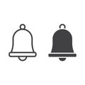 Easter bell line and glyph icon, easter