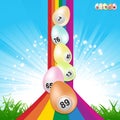 Easter bingo eggs and rainbow Royalty Free Stock Photo