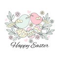 EASTER BIRDS Great Religious Holiday Vector Illustration Set