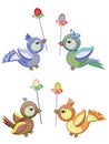 Easter birds icons