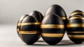 Easter black with gold lines beautiful eggs on a black background. Minimal Easter concept. Happy Easter card Royalty Free Stock Photo