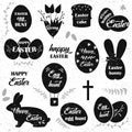 Easter. Black icons on white background. Easter eggs silhouette. Royalty Free Stock Photo
