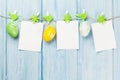 Easter blank photo frames and eggs Royalty Free Stock Photo