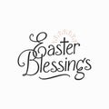 Easter Blessings vintage letter. Happy card sign.