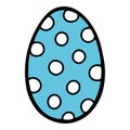 Easter blue dotted egg icon, hand drawn style Royalty Free Stock Photo