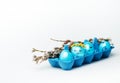 Easter blue eggs with flowers and copy space for text. Royalty Free Stock Photo
