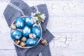 Easter blue eggs painted of natural dye