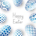 Easter blue eggs on white