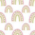 Easter boho rainbow carrots seamless pattern.cute boho rainbow with carrots isolated on white background. Royalty Free Stock Photo