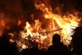 Easter bonfire in Spreewald Region, Lower Lusatia, Germany.