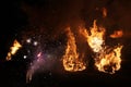 Easter bonfire in Spreewald Region, Lower Lusatia, Germany.