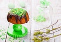 Easter bread with chocolate decorated