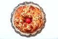 Easter bread on white background - top view