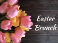 Easter Brunch sign with yellow and pink tulips