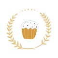 Easter bun. Kulich. Bread. Happy Easter.Hand-drawn. Vector illustration.
