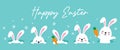 Cute Spring Easter Bunny Rabbits Coming Out of the Ground Hole Vector Illustration Royalty Free Stock Photo
