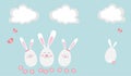 Easter Bunnies, Eggs, Clouds, Butterflies, Flowers