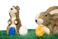 Easter bunnies on grass Royalty Free Stock Photo