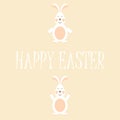 Easter bunnies greeting inscription indicating. Vector illustration