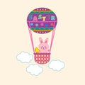 An Easter bunny on the air-balloon Royalty Free Stock Photo