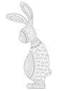 Easter Bunny Alone looking Sad in Zentangle Inspired Design